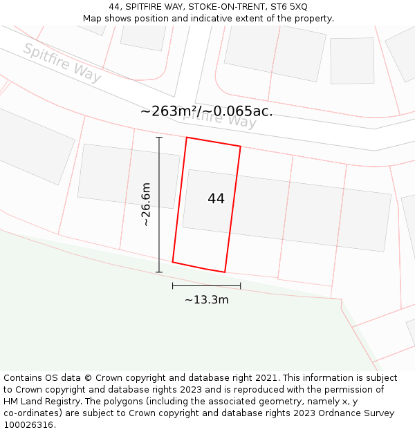 44, SPITFIRE WAY, STOKE-ON-TRENT, ST6 5XQ: Plot and title map
