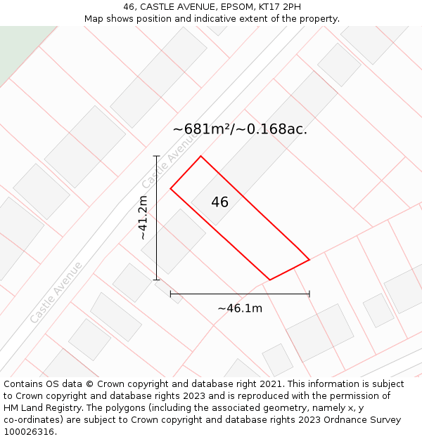 46, CASTLE AVENUE, EPSOM, KT17 2PH: Plot and title map