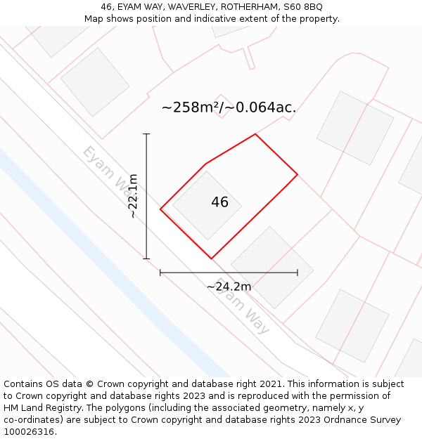 46, EYAM WAY, WAVERLEY, ROTHERHAM, S60 8BQ: Plot and title map