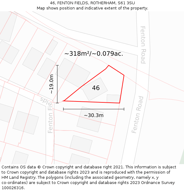 46, FENTON FIELDS, ROTHERHAM, S61 3SU: Plot and title map