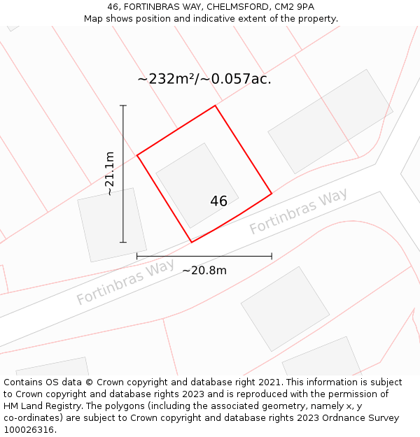 46, FORTINBRAS WAY, CHELMSFORD, CM2 9PA: Plot and title map