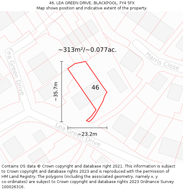 46, LEA GREEN DRIVE, BLACKPOOL, FY4 5FX: Plot and title map