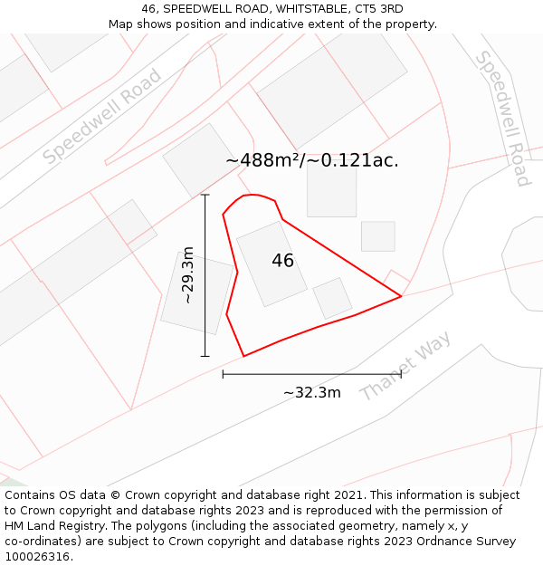 46, SPEEDWELL ROAD, WHITSTABLE, CT5 3RD: Plot and title map