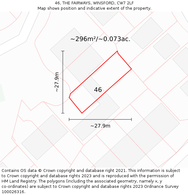 46, THE FAIRWAYS, WINSFORD, CW7 2LF: Plot and title map