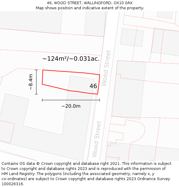 46, WOOD STREET, WALLINGFORD, OX10 0AX: Plot and title map
