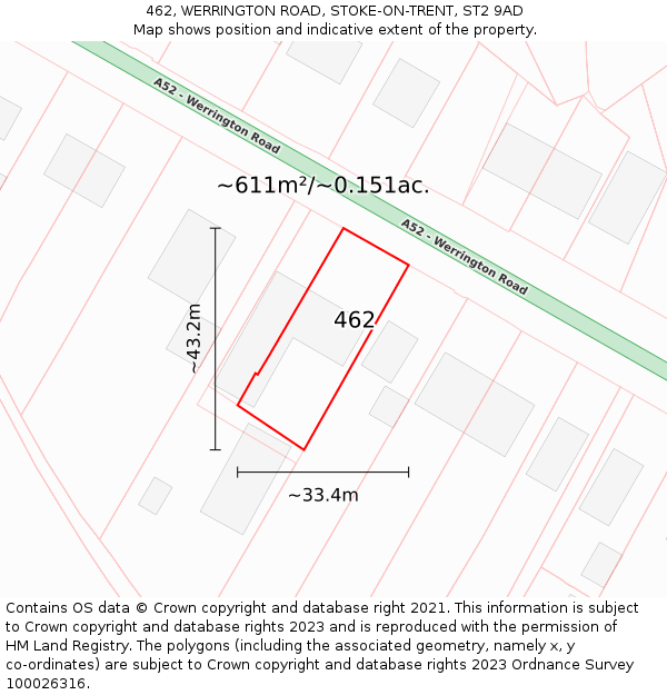 462, WERRINGTON ROAD, STOKE-ON-TRENT, ST2 9AD: Plot and title map