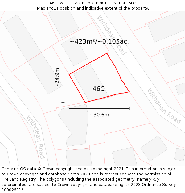 46C, WITHDEAN ROAD, BRIGHTON, BN1 5BP: Plot and title map