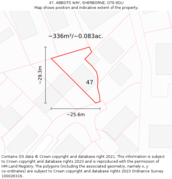 47, ABBOTS WAY, SHERBORNE, DT9 6DU: Plot and title map