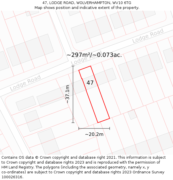 47, LODGE ROAD, WOLVERHAMPTON, WV10 6TG: Plot and title map