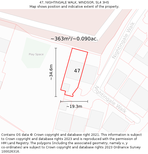 47, NIGHTINGALE WALK, WINDSOR, SL4 3HS: Plot and title map