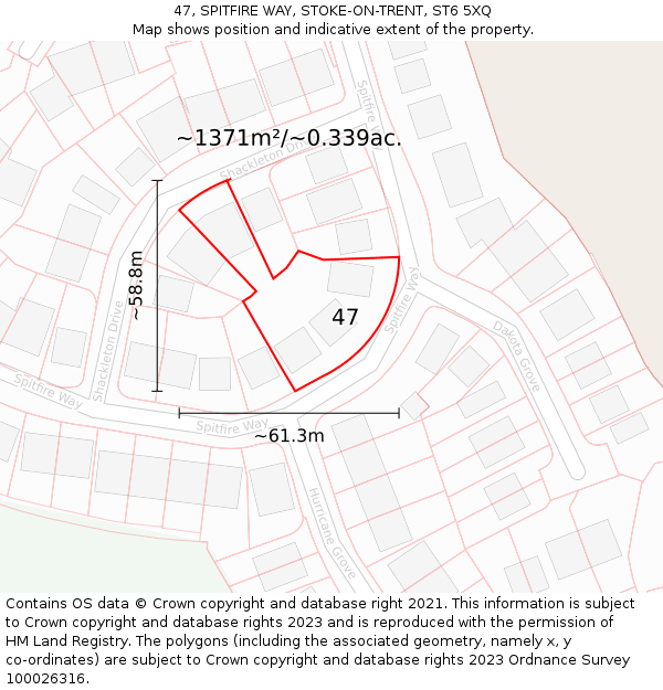 47, SPITFIRE WAY, STOKE-ON-TRENT, ST6 5XQ: Plot and title map