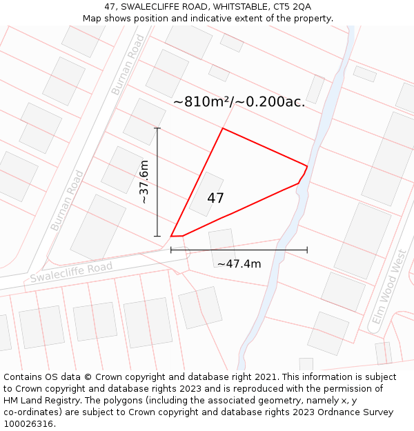 47, SWALECLIFFE ROAD, WHITSTABLE, CT5 2QA: Plot and title map
