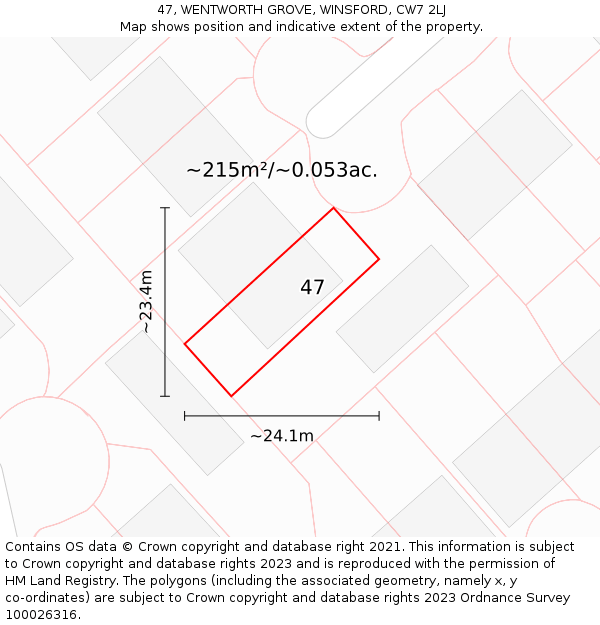 47, WENTWORTH GROVE, WINSFORD, CW7 2LJ: Plot and title map