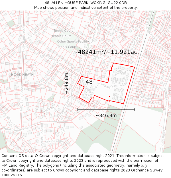 48, ALLEN HOUSE PARK, WOKING, GU22 0DB: Plot and title map