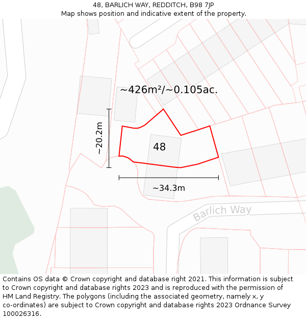 48, BARLICH WAY, REDDITCH, B98 7JP: Plot and title map