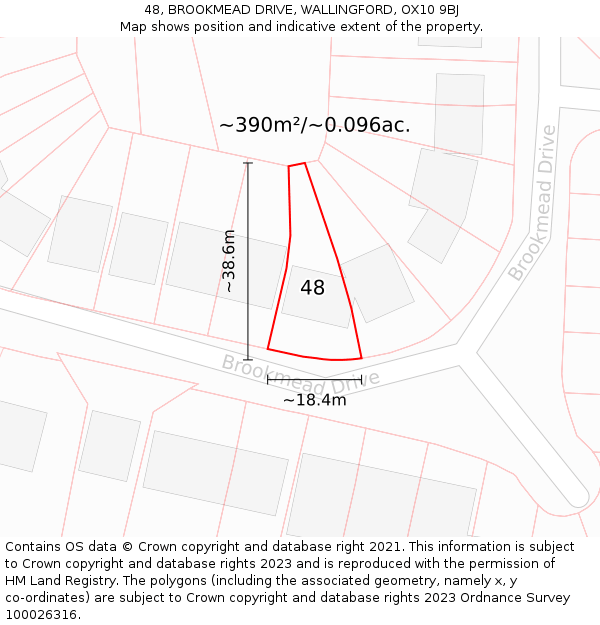 48, BROOKMEAD DRIVE, WALLINGFORD, OX10 9BJ: Plot and title map