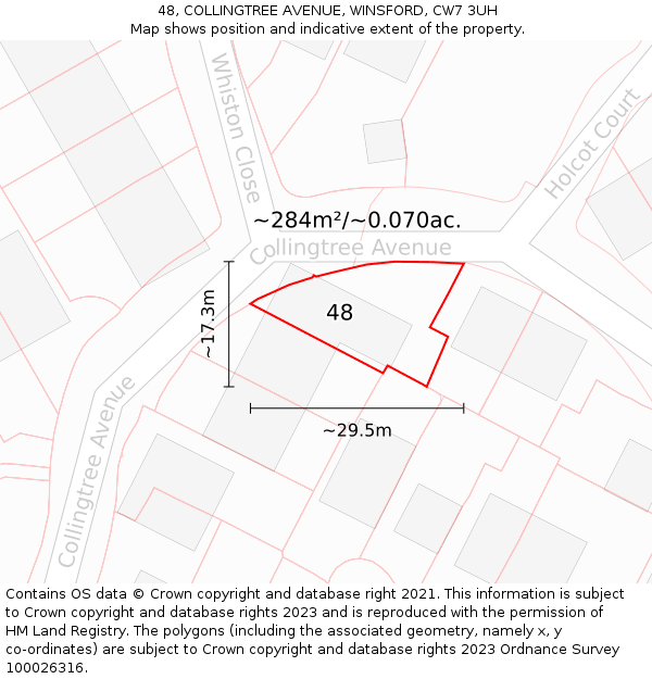 48, COLLINGTREE AVENUE, WINSFORD, CW7 3UH: Plot and title map