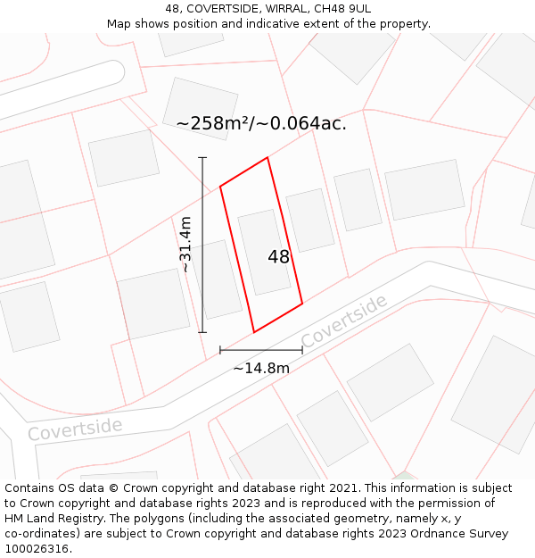 48, COVERTSIDE, WIRRAL, CH48 9UL: Plot and title map