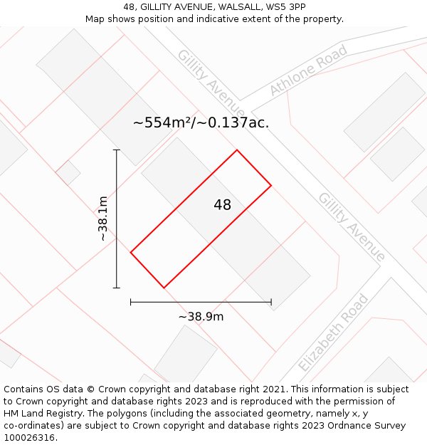 48, GILLITY AVENUE, WALSALL, WS5 3PP: Plot and title map