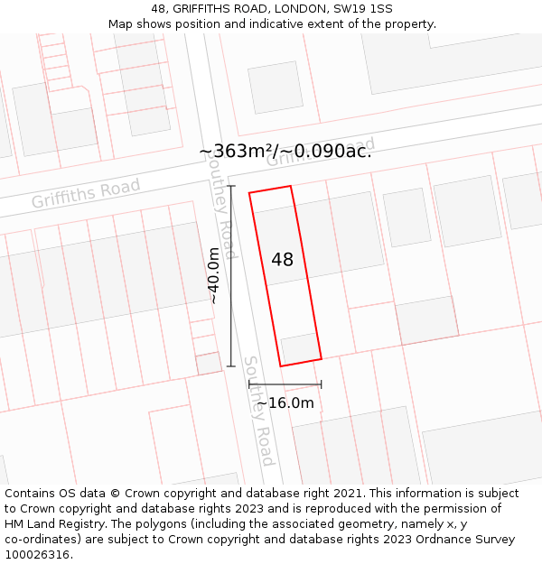 48, GRIFFITHS ROAD, LONDON, SW19 1SS: Plot and title map