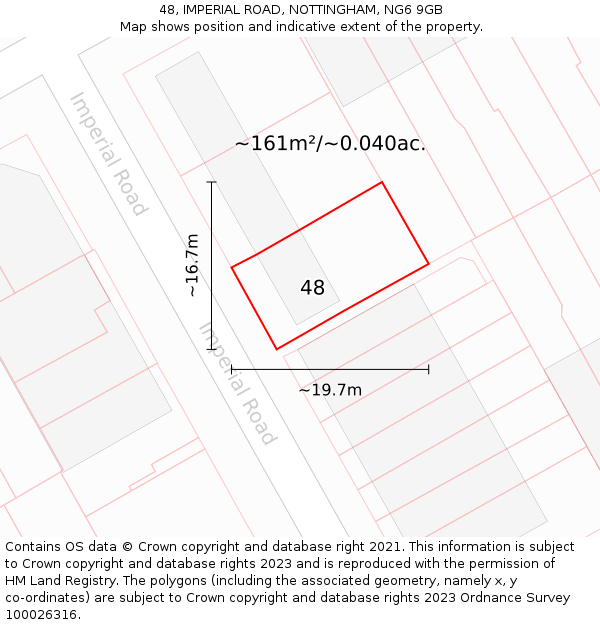 48, IMPERIAL ROAD, NOTTINGHAM, NG6 9GB: Plot and title map