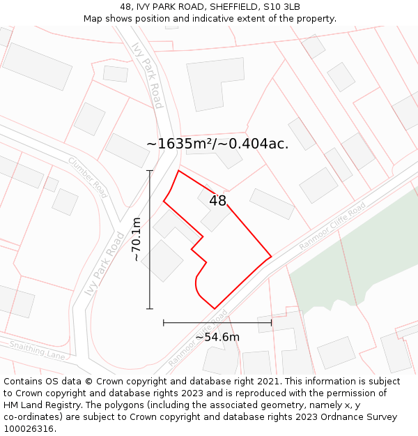 48, IVY PARK ROAD, SHEFFIELD, S10 3LB: Plot and title map
