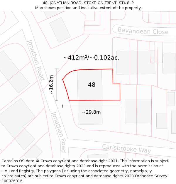 48, JONATHAN ROAD, STOKE-ON-TRENT, ST4 8LP: Plot and title map