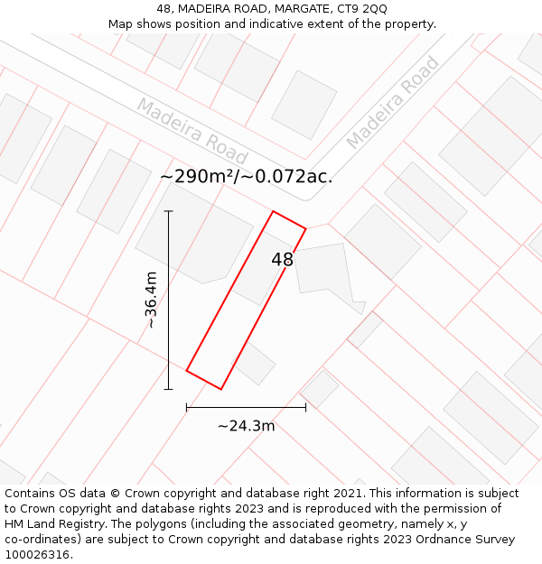 48, MADEIRA ROAD, MARGATE, CT9 2QQ: Plot and title map