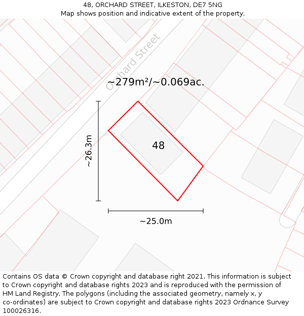 48, ORCHARD STREET, ILKESTON, DE7 5NG: Plot and title map