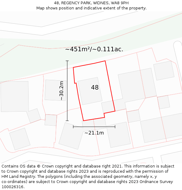 48, REGENCY PARK, WIDNES, WA8 9PH: Plot and title map