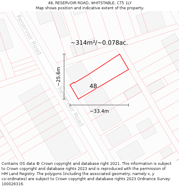 48, RESERVOIR ROAD, WHITSTABLE, CT5 1LY: Plot and title map