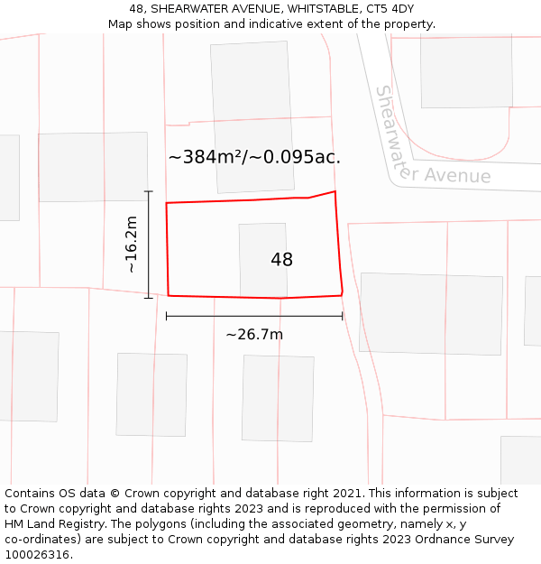 48, SHEARWATER AVENUE, WHITSTABLE, CT5 4DY: Plot and title map