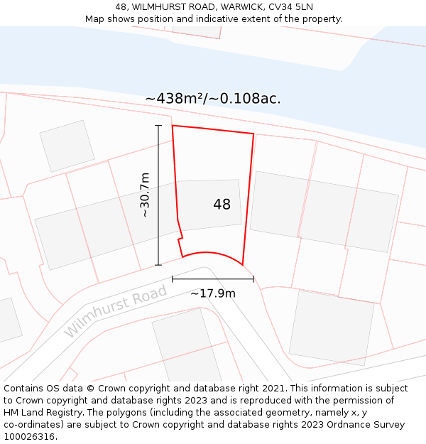 48, WILMHURST ROAD, WARWICK, CV34 5LN: Plot and title map