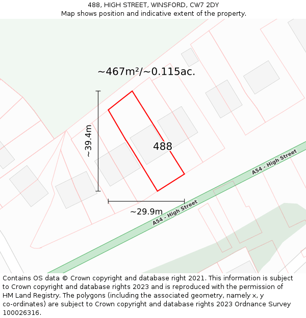 488, HIGH STREET, WINSFORD, CW7 2DY: Plot and title map