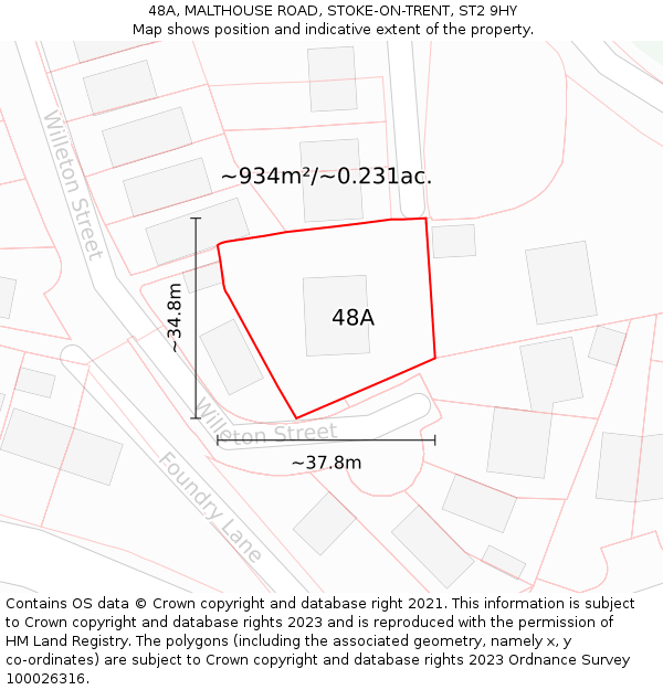 48A, MALTHOUSE ROAD, STOKE-ON-TRENT, ST2 9HY: Plot and title map