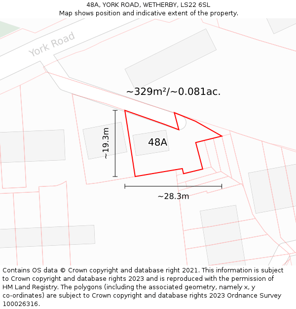 48A, YORK ROAD, WETHERBY, LS22 6SL: Plot and title map