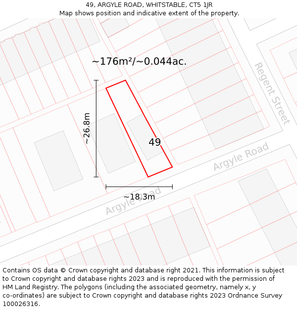 49, ARGYLE ROAD, WHITSTABLE, CT5 1JR: Plot and title map