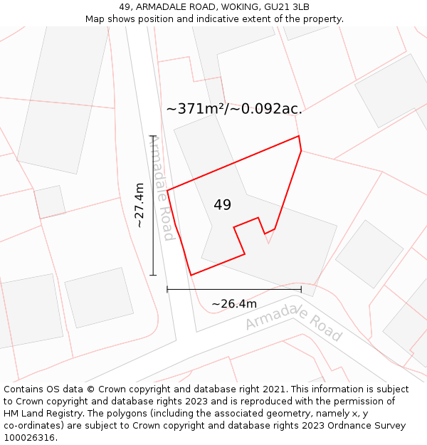 49, ARMADALE ROAD, WOKING, GU21 3LB: Plot and title map