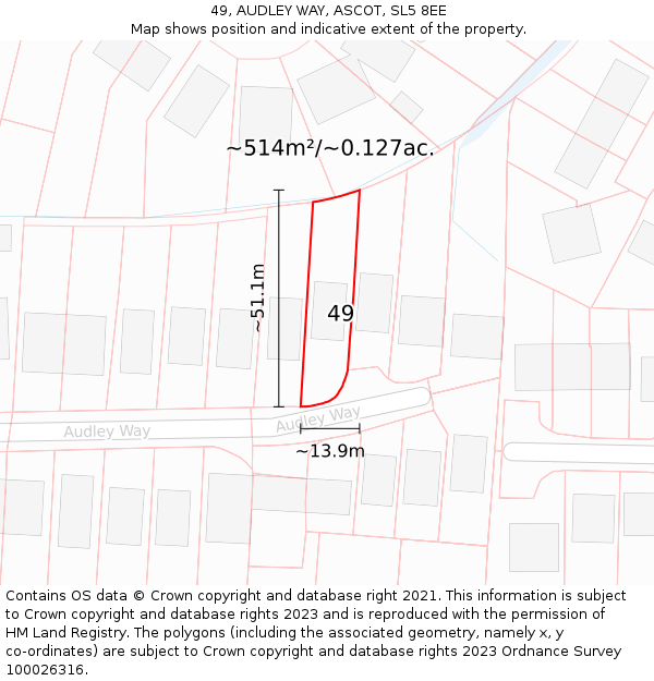 49, AUDLEY WAY, ASCOT, SL5 8EE: Plot and title map