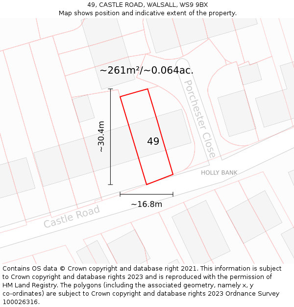 49, CASTLE ROAD, WALSALL, WS9 9BX: Plot and title map