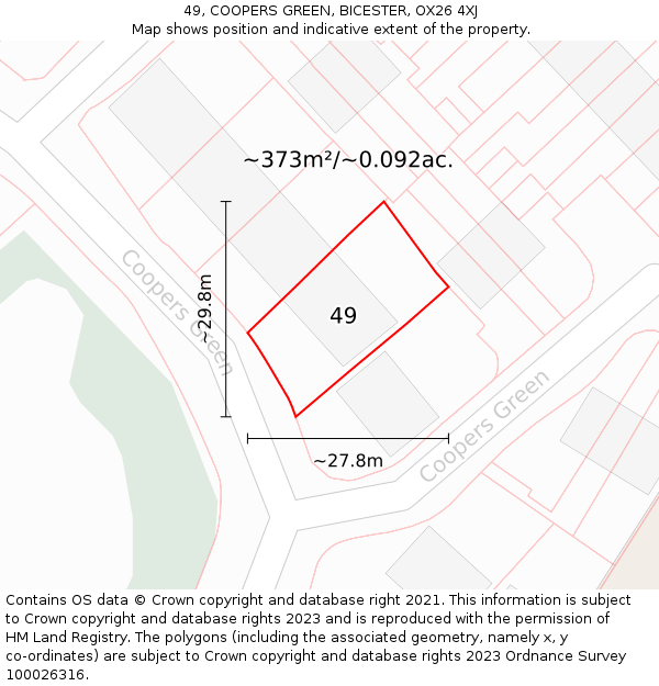 49, COOPERS GREEN, BICESTER, OX26 4XJ: Plot and title map