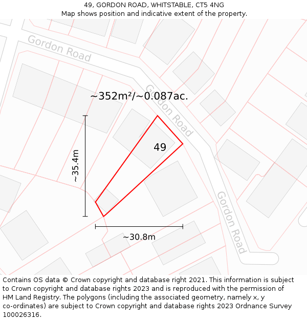 49, GORDON ROAD, WHITSTABLE, CT5 4NG: Plot and title map