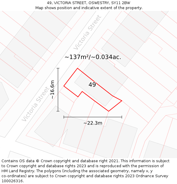 49, VICTORIA STREET, OSWESTRY, SY11 2BW: Plot and title map