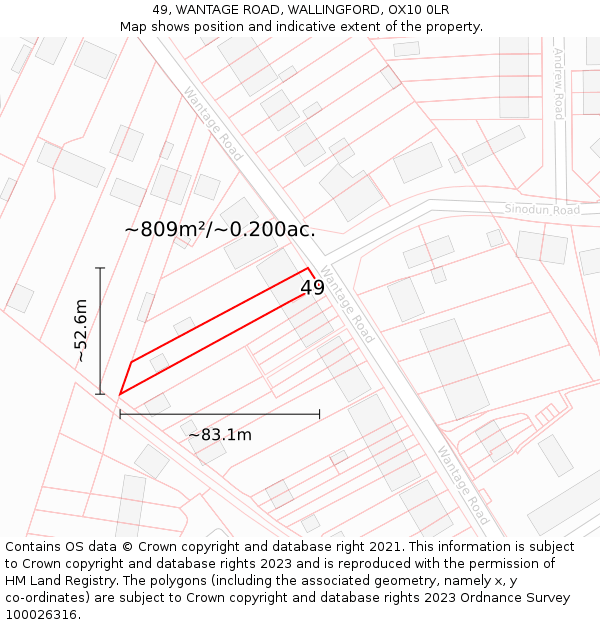 49, WANTAGE ROAD, WALLINGFORD, OX10 0LR: Plot and title map