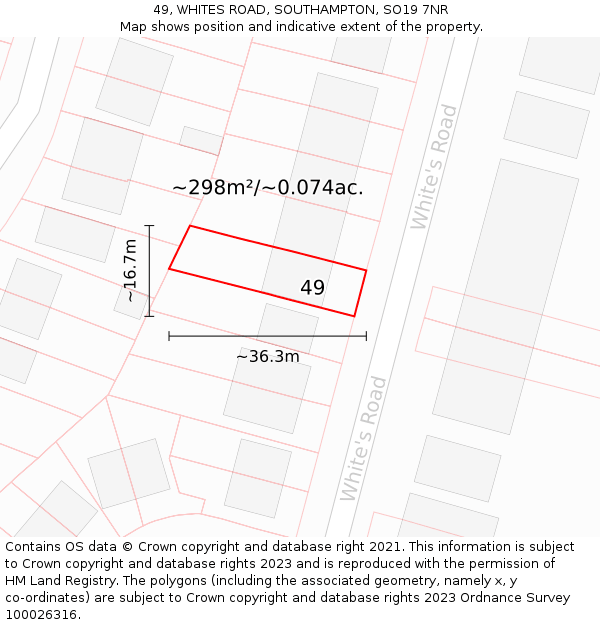 49, WHITES ROAD, SOUTHAMPTON, SO19 7NR: Plot and title map
