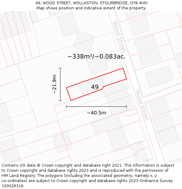49, WOOD STREET, WOLLASTON, STOURBRIDGE, DY8 4NN: Plot and title map