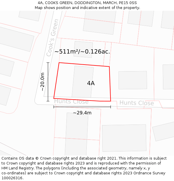 4A, COOKS GREEN, DODDINGTON, MARCH, PE15 0SS: Plot and title map