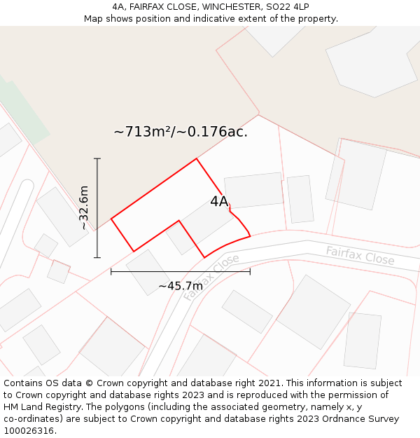 4A, FAIRFAX CLOSE, WINCHESTER, SO22 4LP: Plot and title map