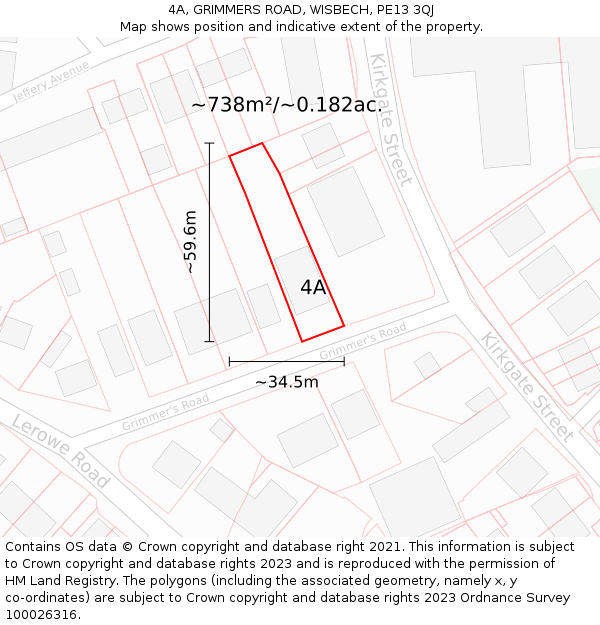 4A, GRIMMERS ROAD, WISBECH, PE13 3QJ: Plot and title map