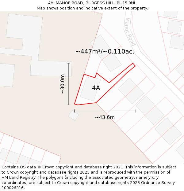 4A, MANOR ROAD, BURGESS HILL, RH15 0NL: Plot and title map